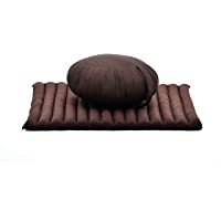 Leewadee Set de meditación: Almohada Redonda de Zafu y cojín de Suelo Cuadrado Grande de Zabuton Orgánico Naturalmente…